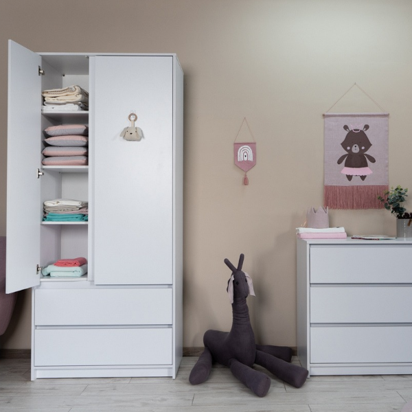 Dvoudveřová šatní skříň Lovitto Gekko. 90х50х207cm. Bílá